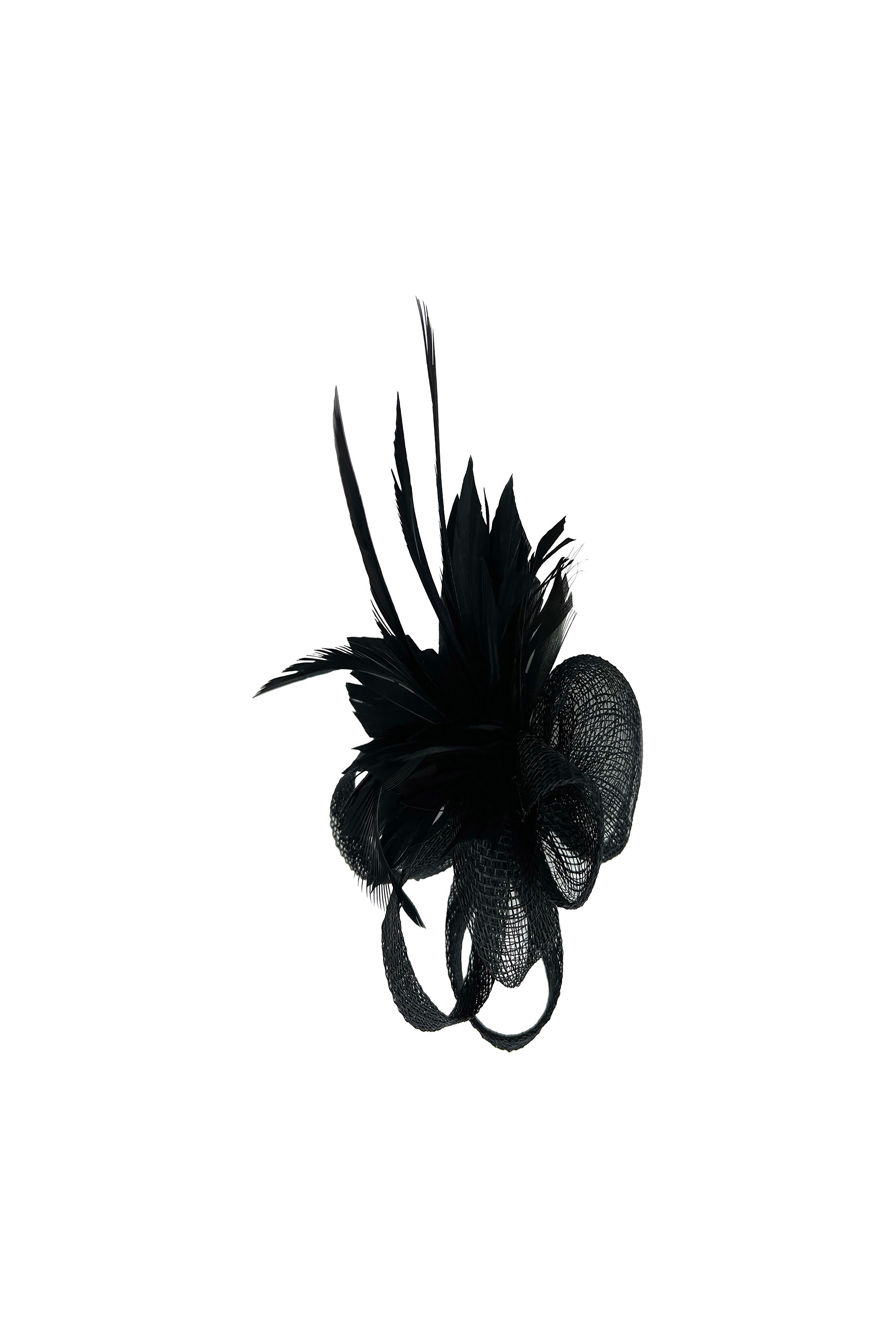 Small Feather & Sinamay Loop Fascinator – Dual Wear Brooch & Hair Clip