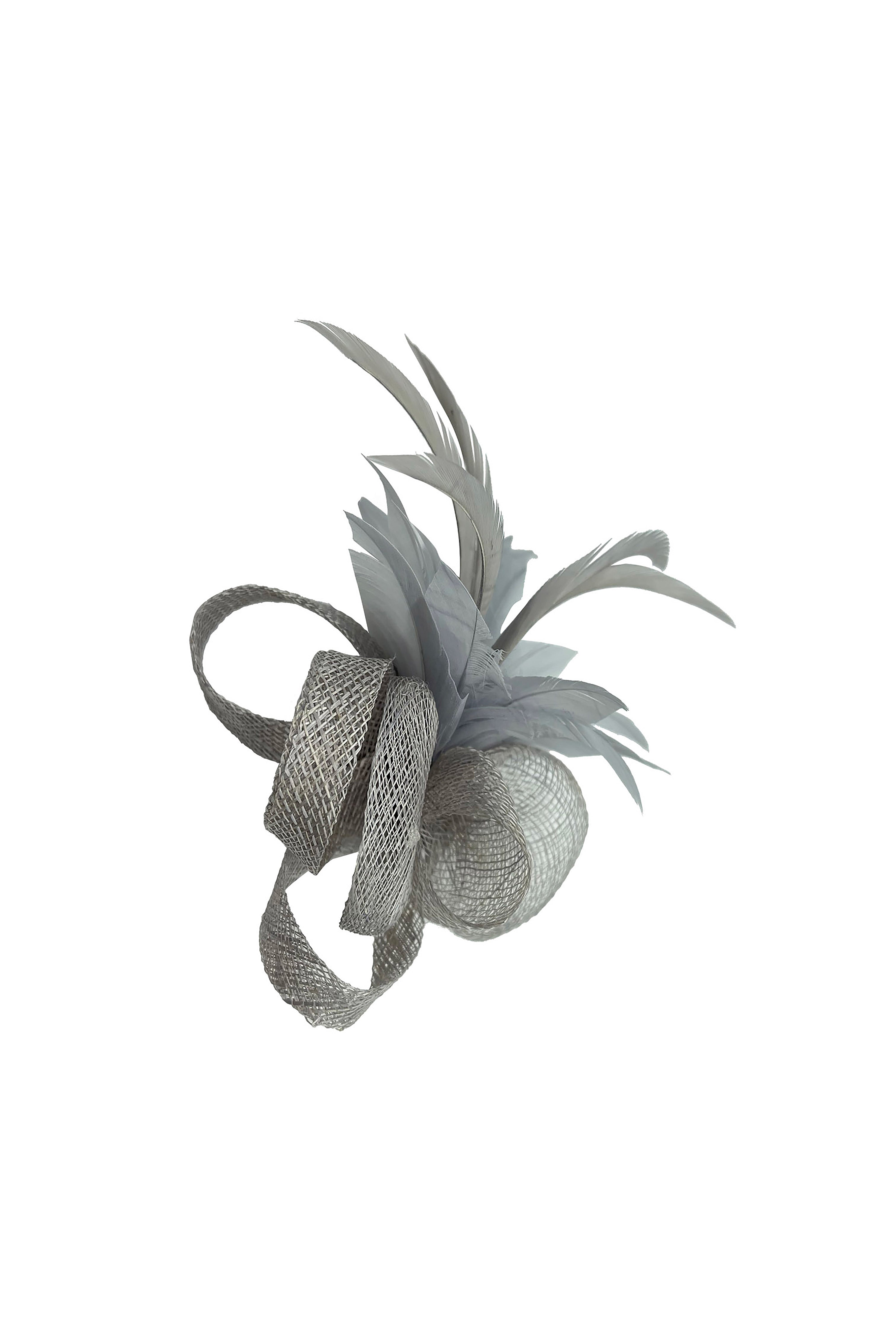 Small Feather & Sinamay Loop Fascinator – Dual Wear Brooch & Hair Clip