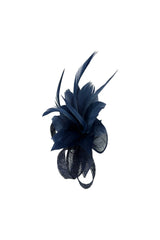 Small Feather & Sinamay Loop Fascinator – Dual Wear Brooch & Hair Clip