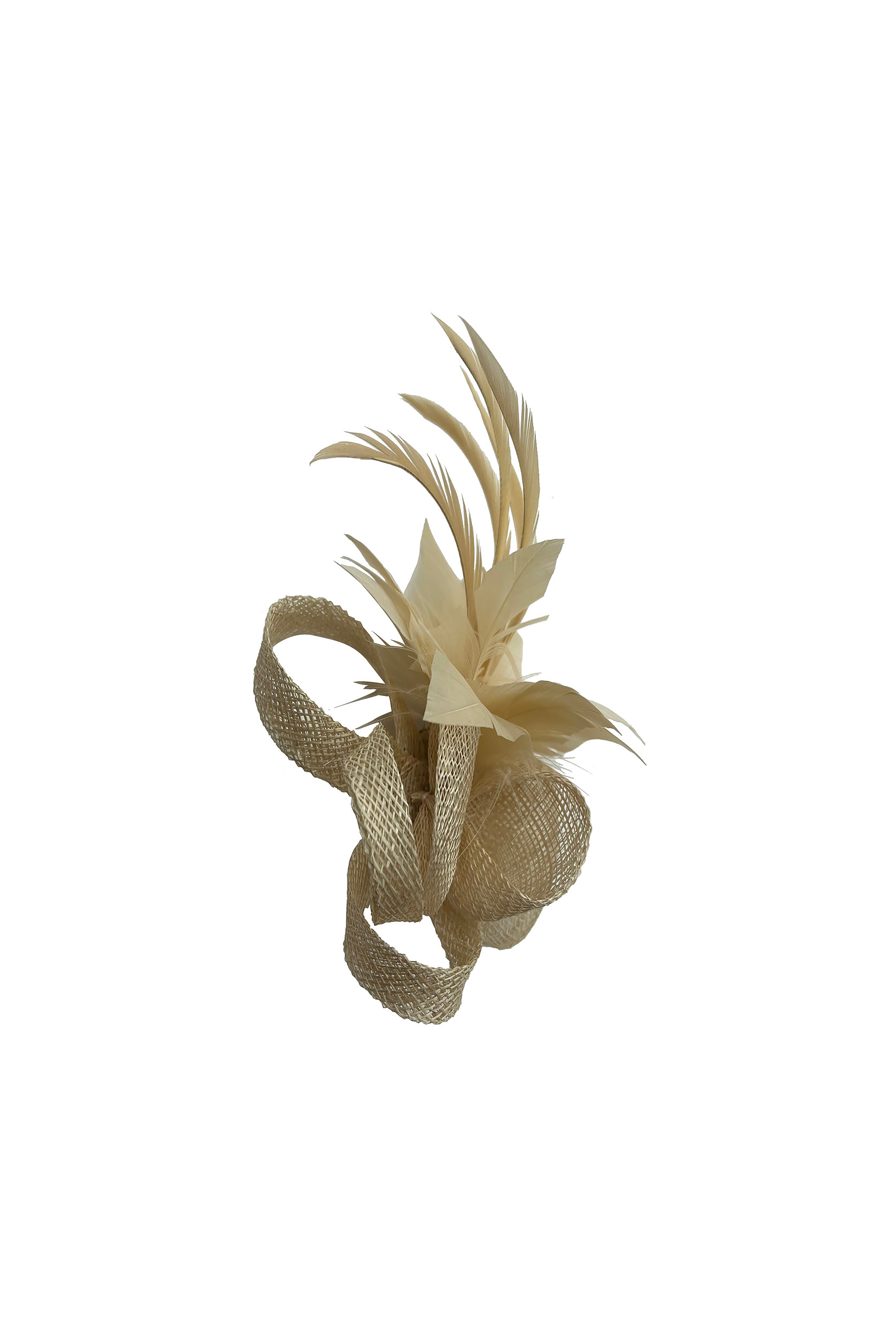 Small Feather & Sinamay Loop Fascinator – Dual Wear Brooch & Hair Clip
