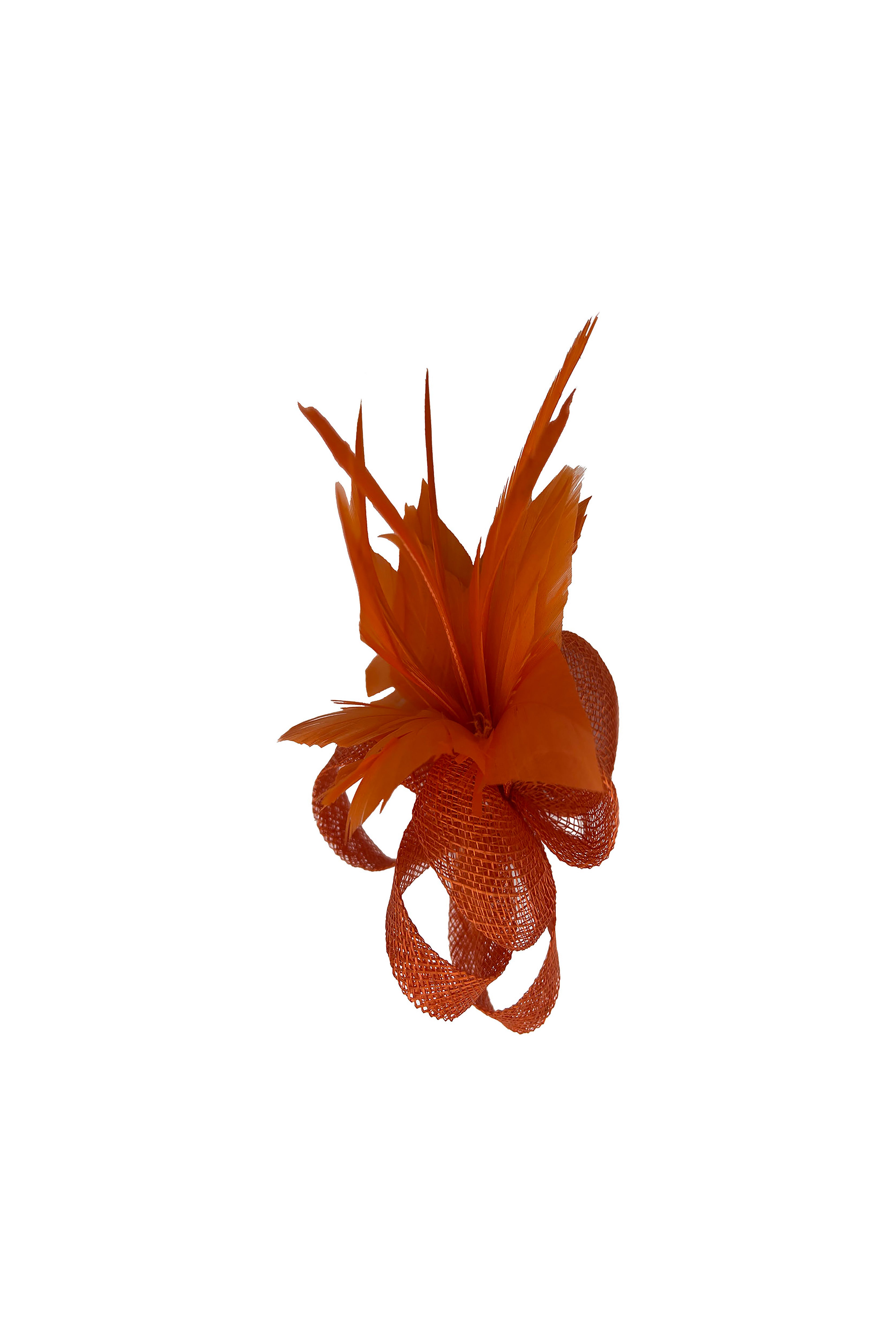 Small Feather & Sinamay Loop Fascinator – Dual Wear Brooch & Hair Clip
