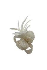 Small Feather & Sinamay Loop Fascinator – Dual Wear Brooch & Hair Clip