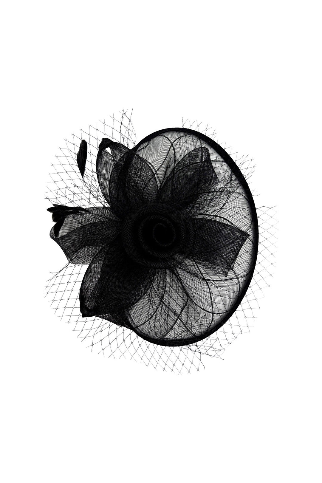 Statement Floral Mesh Fascinator with Feather Detail