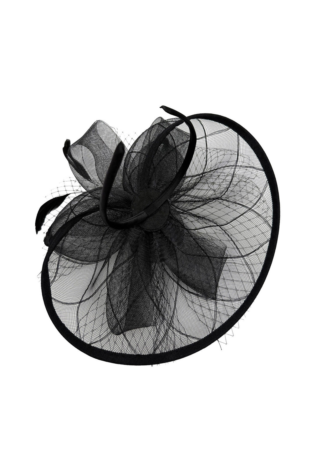 Statement Floral Mesh Fascinator with Feather Detail