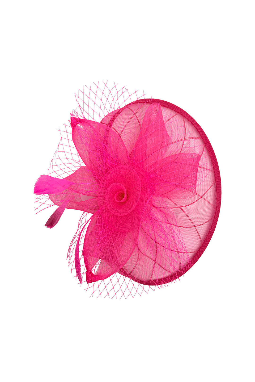 Statement Floral Mesh Fascinator with Feather Detail