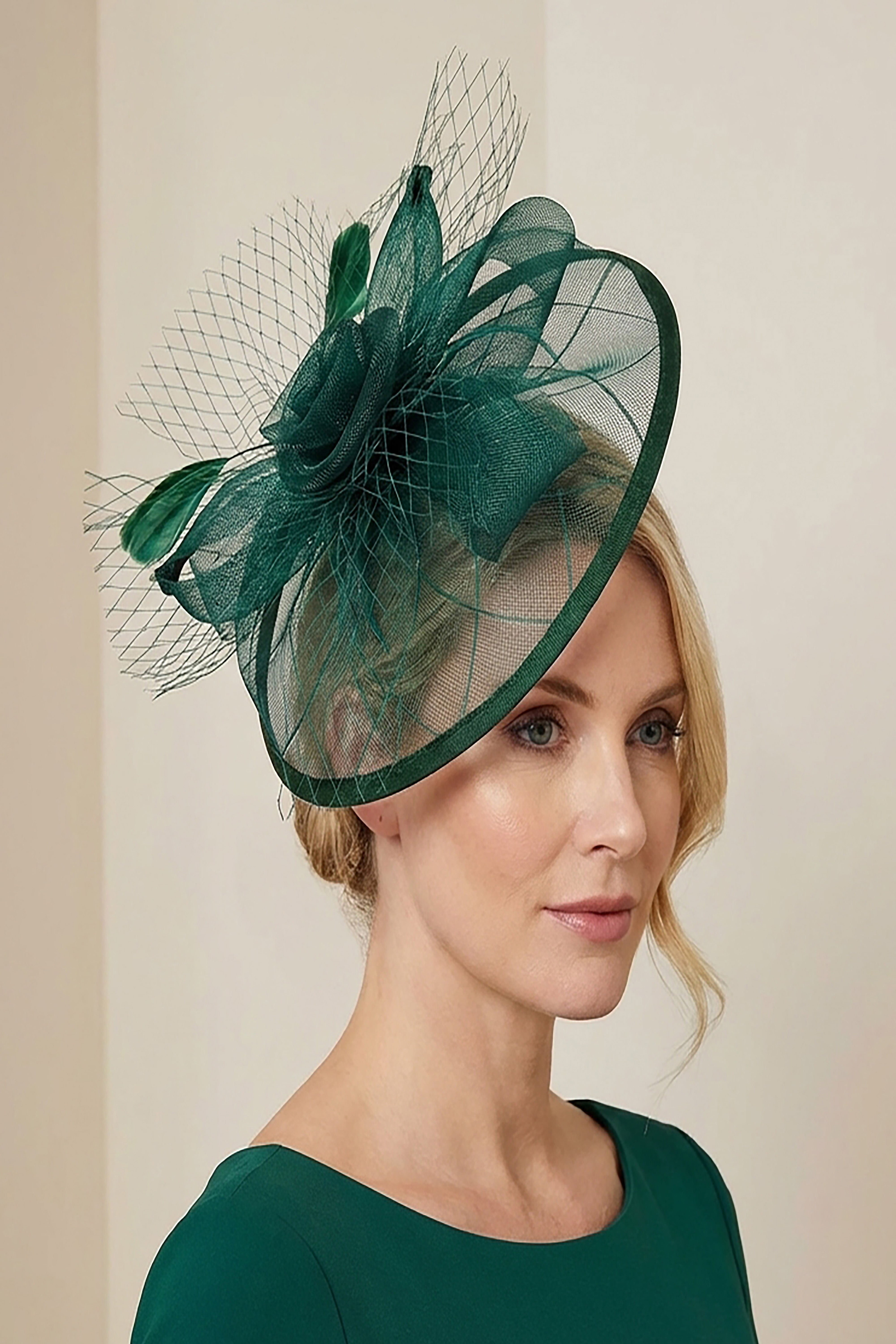 Statement Floral Mesh Fascinator with Feather Detail