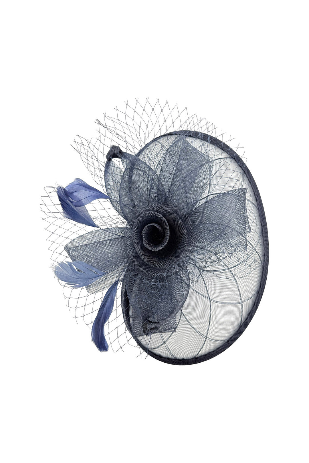 Statement Floral Mesh Fascinator with Feather Detail