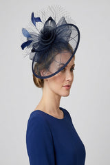 Statement Floral Mesh Fascinator with Feather Detail