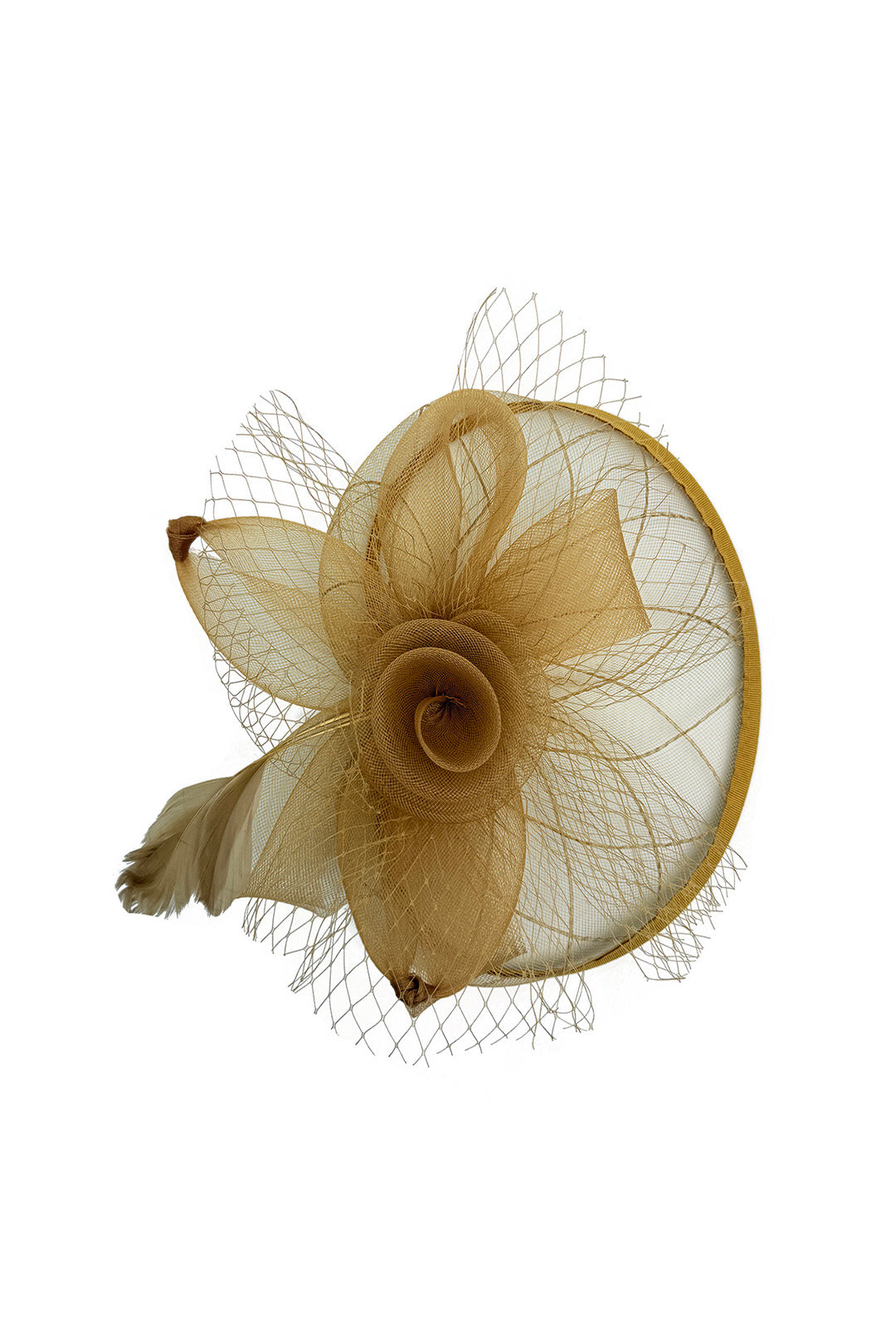Statement Floral Mesh Fascinator with Feather Detail