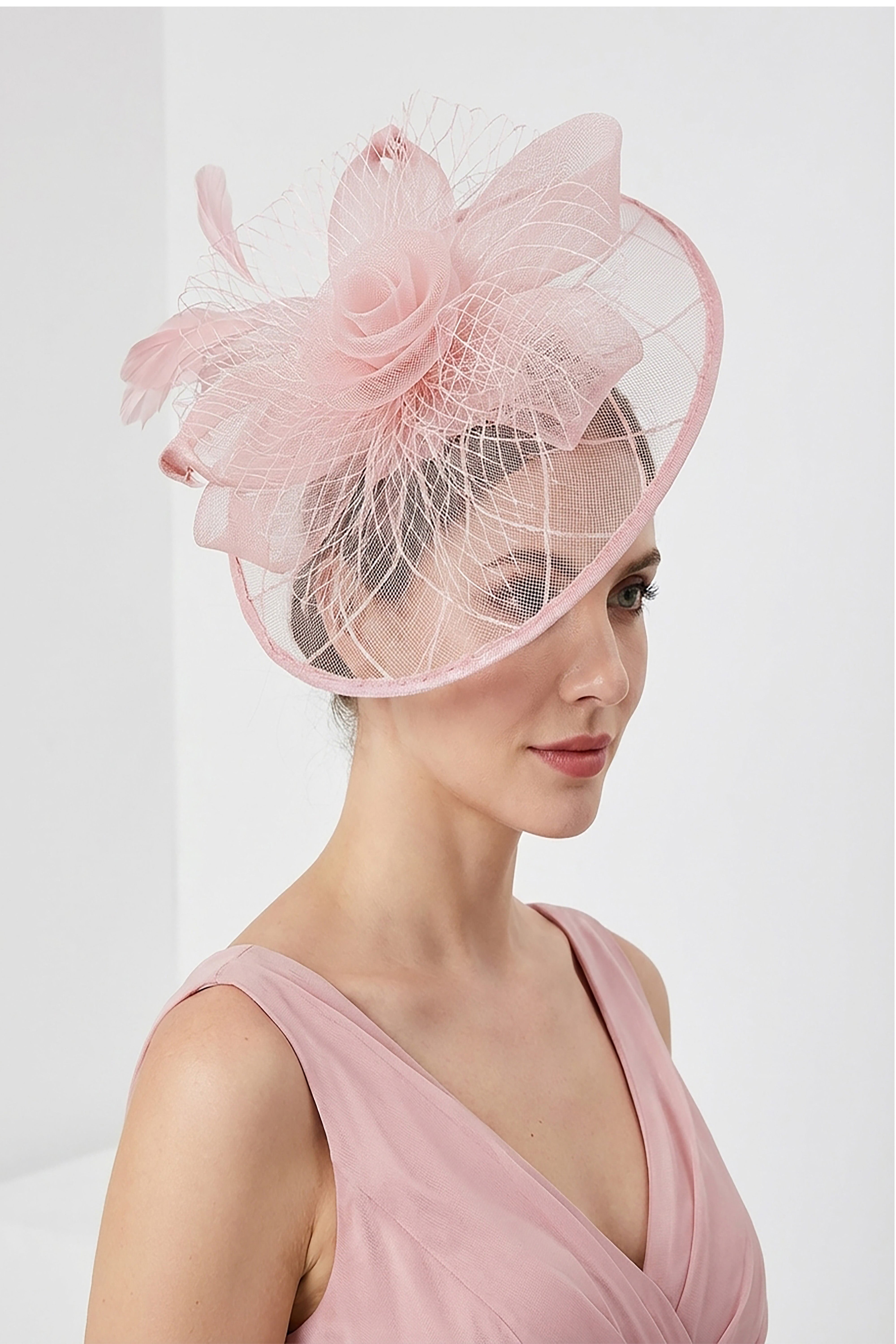 Statement Floral Mesh Fascinator with Feather Detail