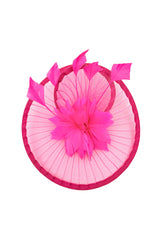 Classic Disc Fascinator with Feather Flower Detail Fuchsia