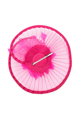 Classic Disc Fascinator with Feather Flower Detail Fuchsia