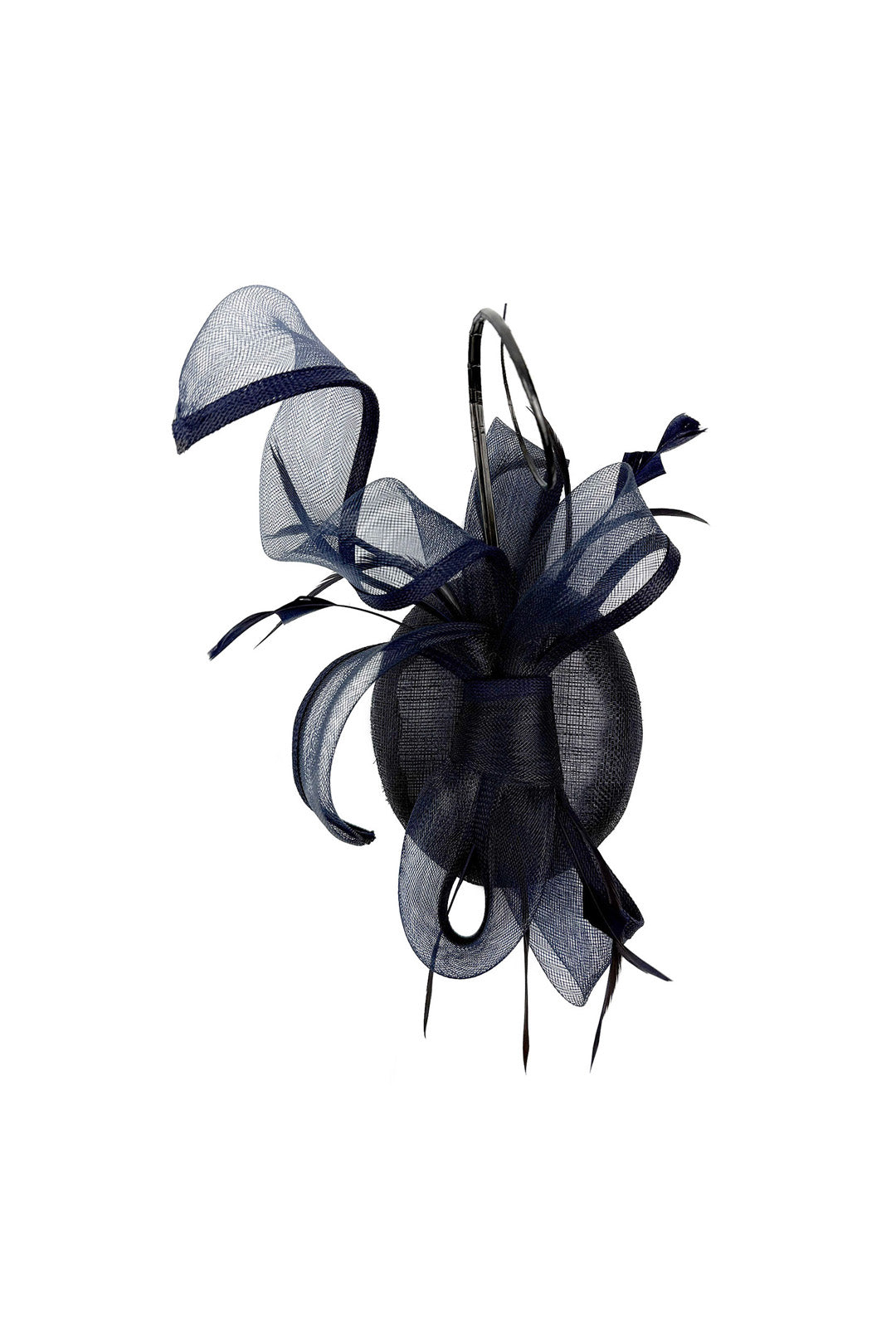 Elegant Loop Mesh Fascinator with Feather Detail