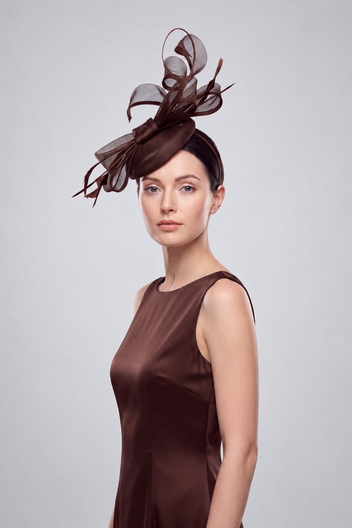 Elegant Loop Mesh Fascinator with Feather Detail