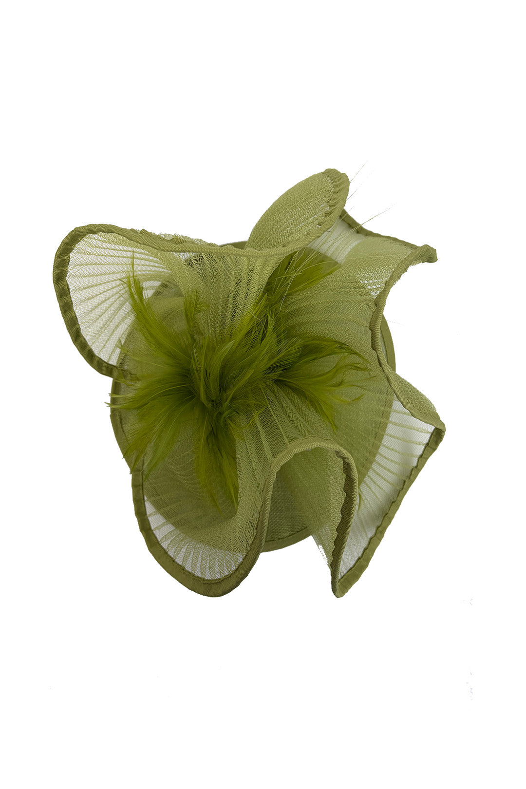 Dramatic Fan Mesh Disc Fascinator with Feather Centre Pin