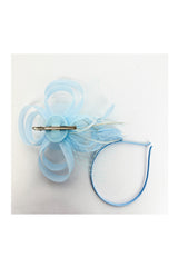 Looped Sinamay Bow Fascinator with Feather & Net Detail