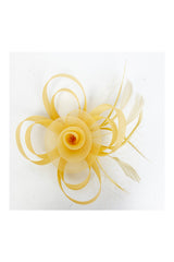 Looped Sinamay Bow Fascinator with Feather & Net Detail