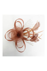 Looped Sinamay Bow Fascinator with Feather & Net Detail