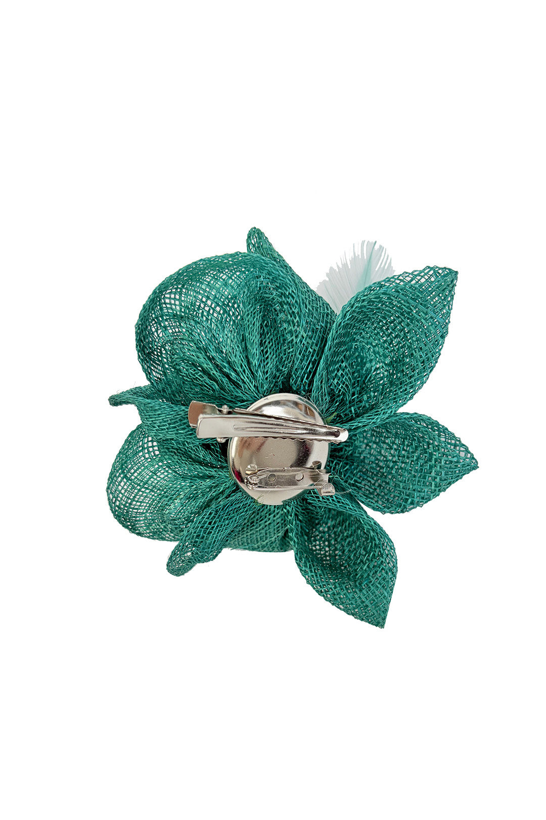 Small Fascinator with Feather Trim – Dual Wear Brooch & Clip