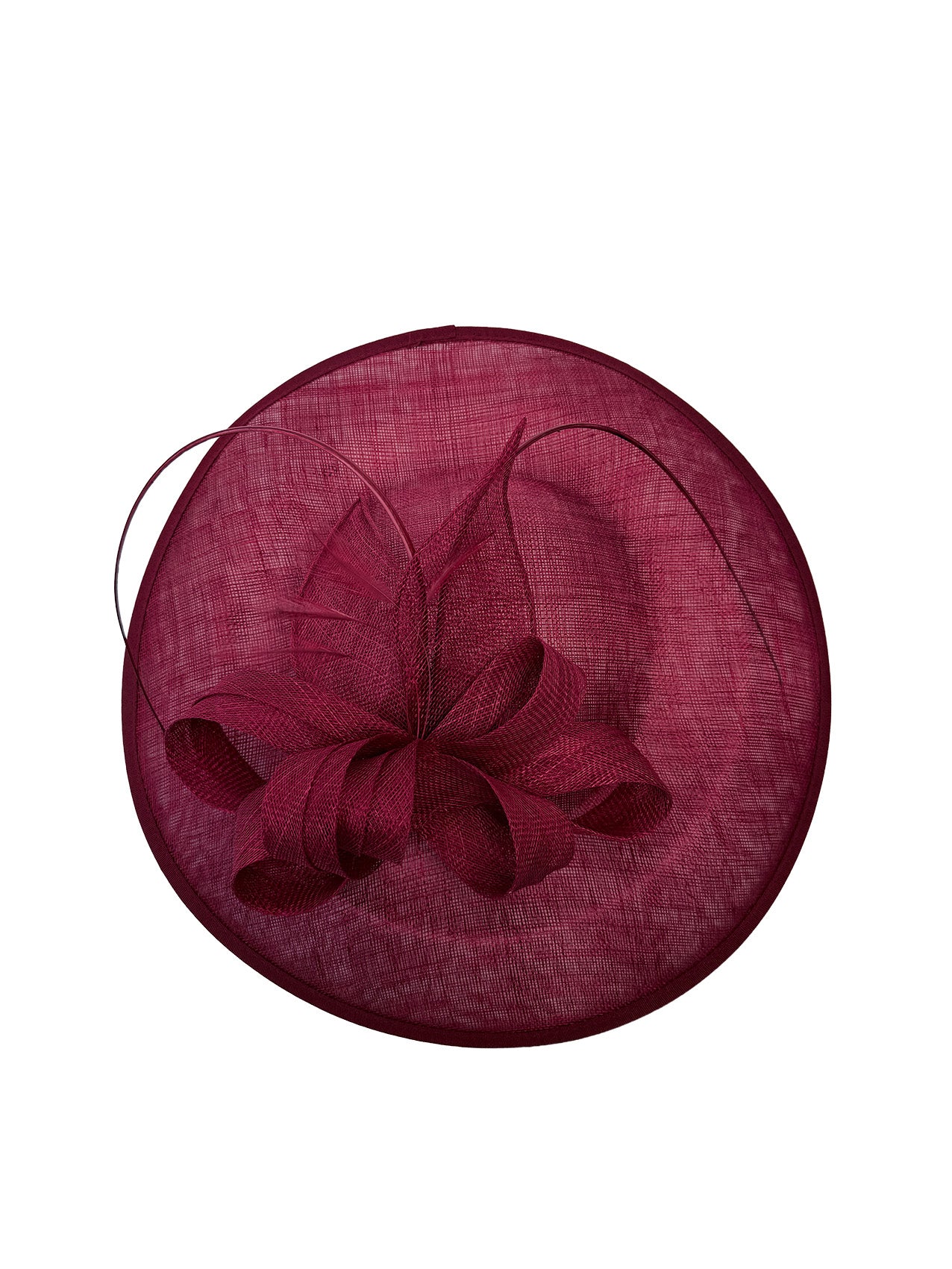 Large Disc Fascinator Hat with Looped Bow & Feather Detail
