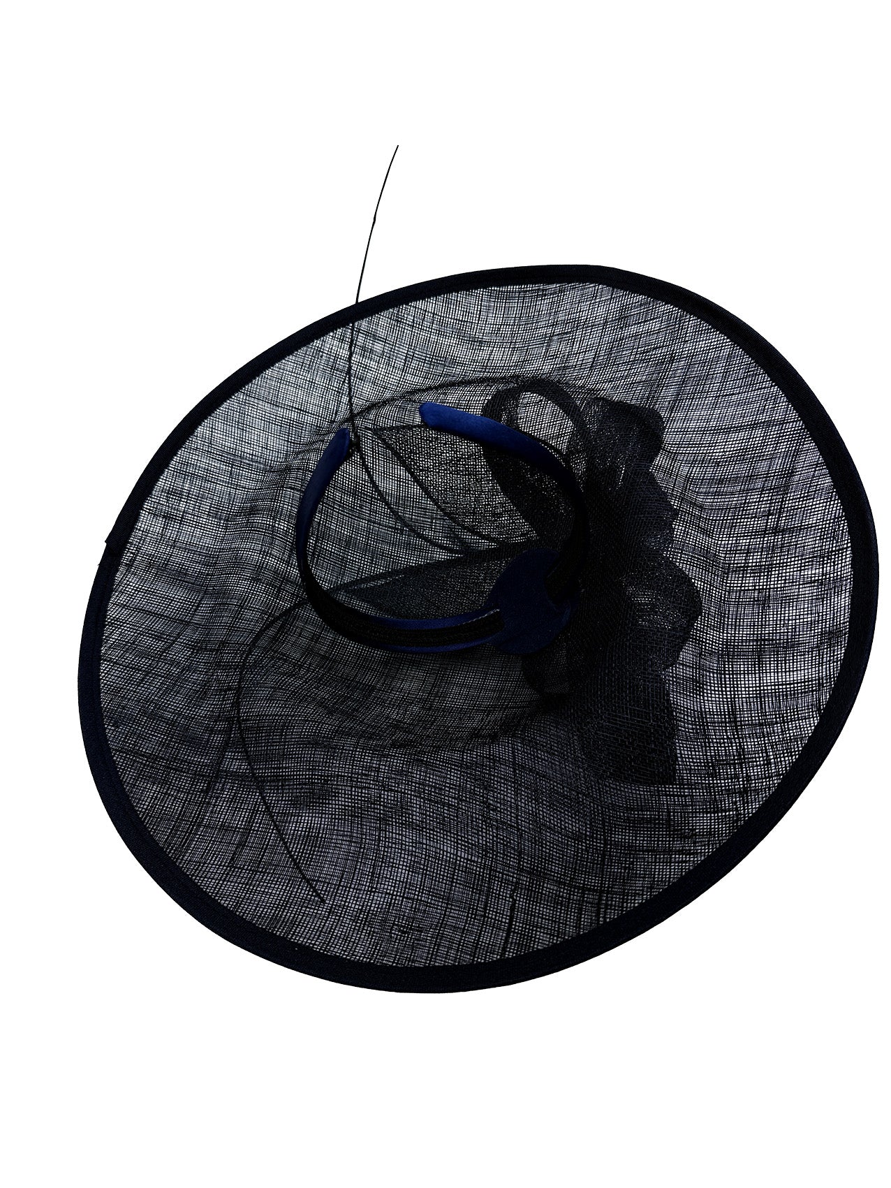 Large Disc Fascinator Hat with Looped Bow & Feather Detail