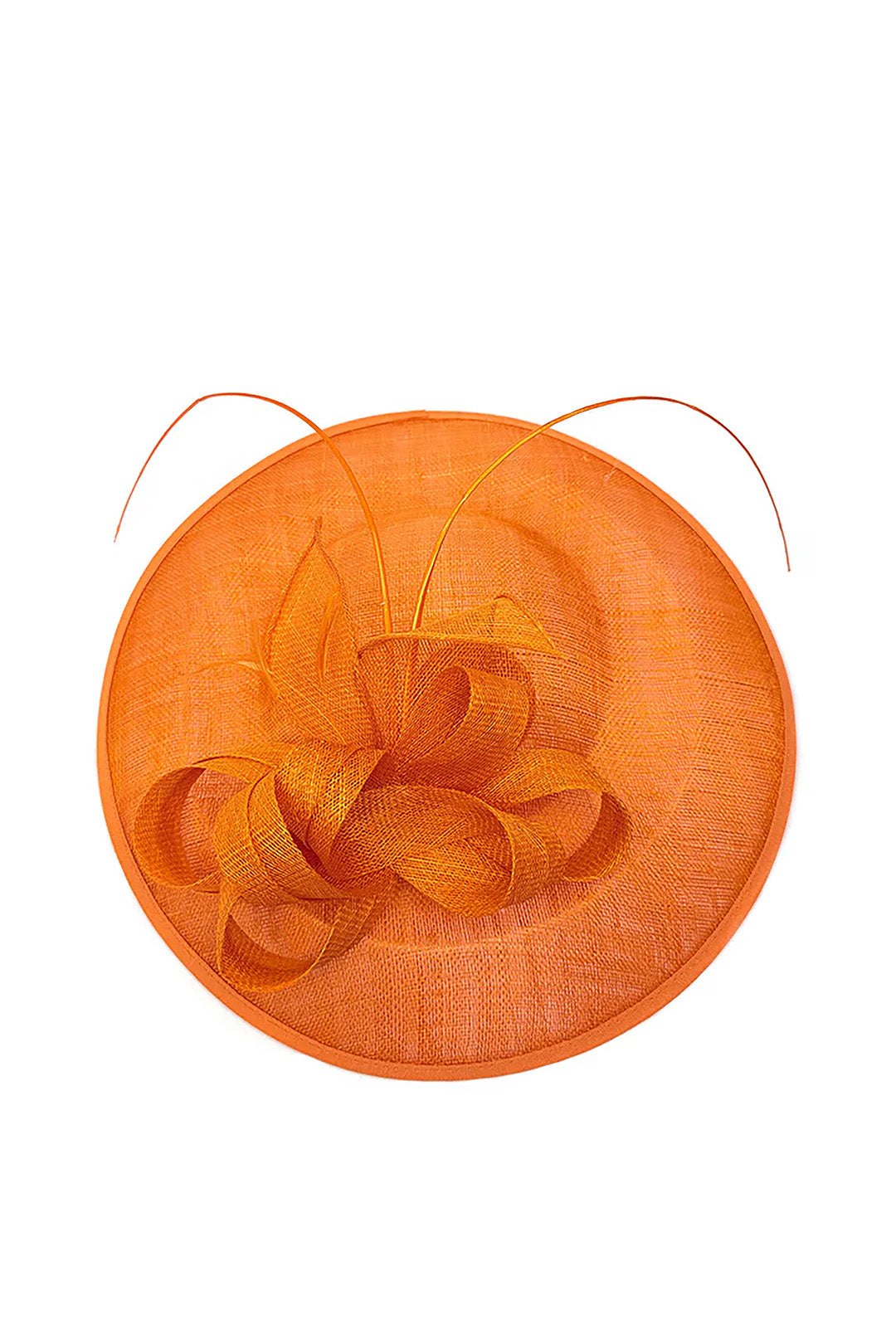 Large Disc Fascinator Hat with Looped Bow & Feather Detail