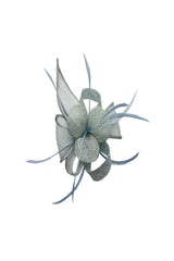 Small Sinamay Flower Fascinator with Feather Trim – Dual Wear Brooch & Hair Clip