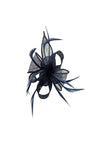 Small Sinamay Flower Fascinator with Feather Trim – Dual Wear Brooch & Hair Clip