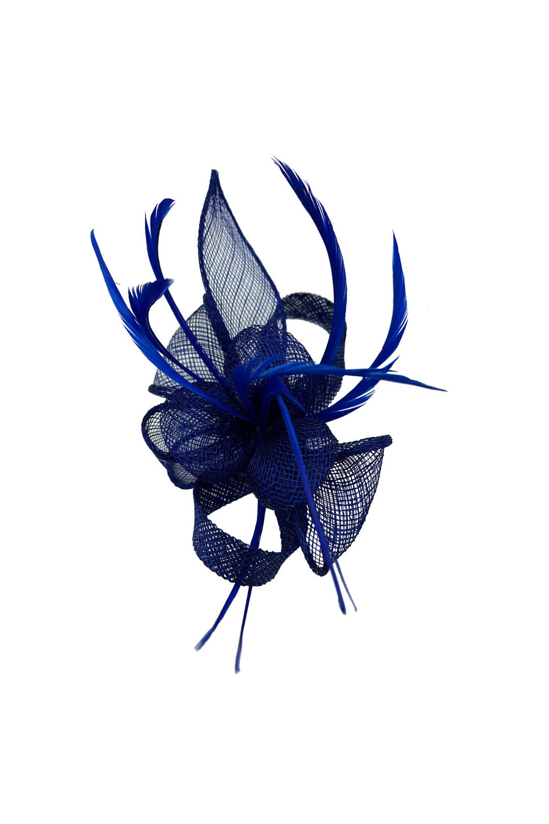 Small Sinamay Flower Fascinator with Feather Trim – Dual Wear Brooch & Hair Clip
