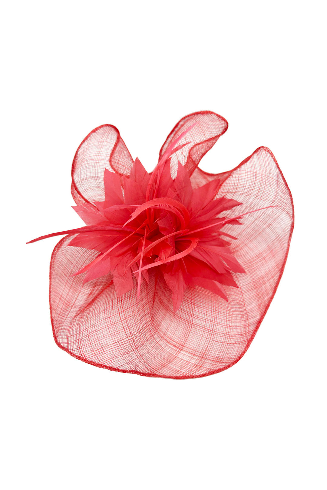 Sinamay Fascinator with Feather Flower Detail Navy