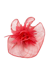 Sinamay Fascinator with Feather Flower Detail Navy