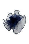 Sinamay Fascinator with Feather Flower Detail Navy