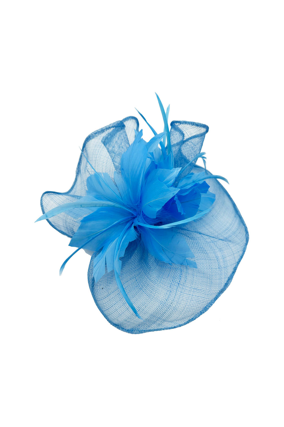 Sinamay Fascinator with Feather Flower Detail Navy
