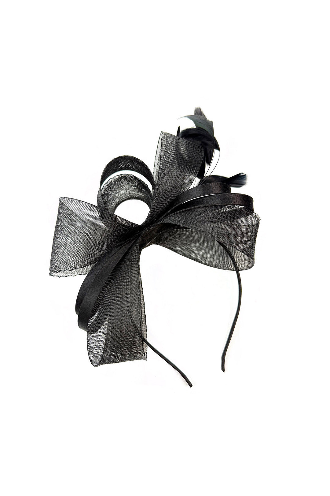 Satin Envelope Clutch Bag and Loop Fascinator Occasion Black