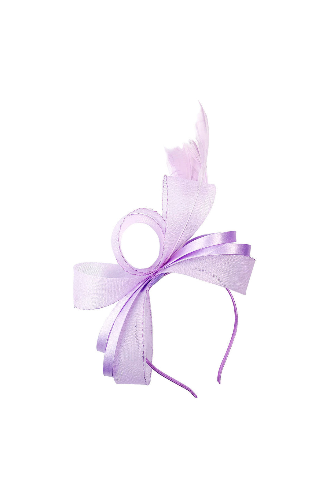 Textured Envelope Clutch Bag with Gold Chain & Feather Fascinator Lilac Set
