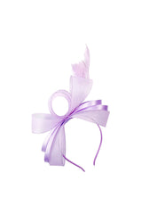 Textured Envelope Clutch Bag with Gold Chain & Feather Fascinator Lilac Set