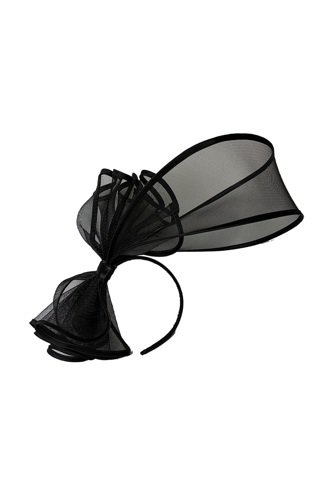 Large Mesh Loop Fascinator Headband with Structured Bow-Knot Design