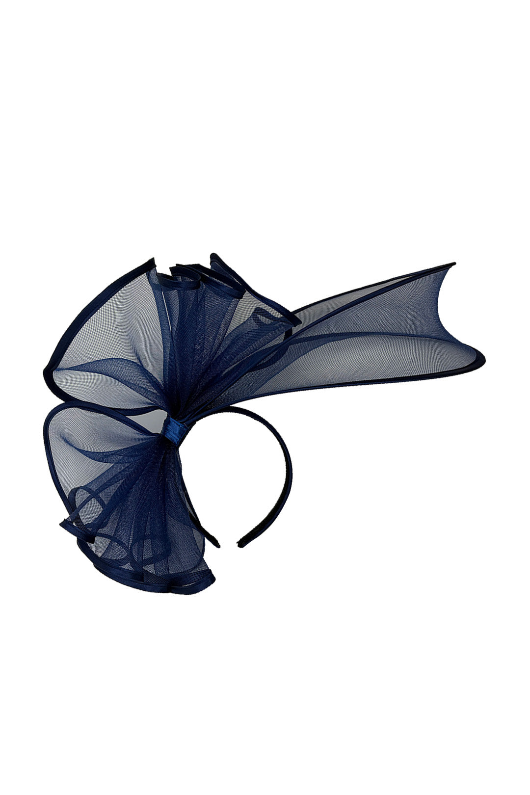 Large Mesh Loop Fascinator Headband with Structured Bow-Knot Design