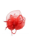 Large Curly Sinamay Fascinator with Feather Flower