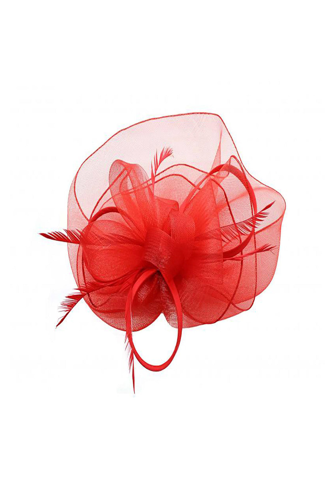 Large Curly Sinamay Fascinator with Feather Flower