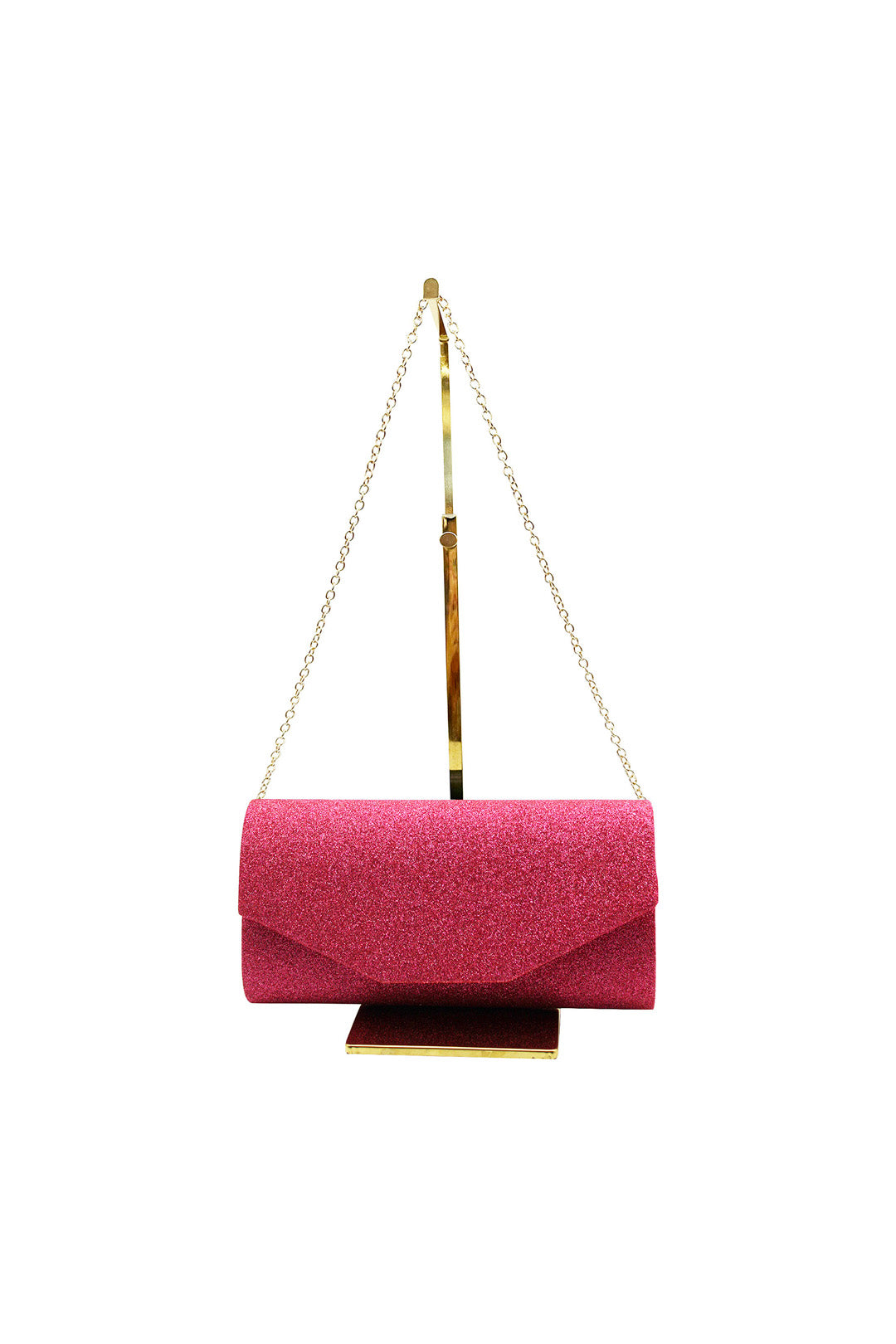 Glitter Envelope Clutch Bag with Gold /Silver Chain Strap