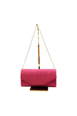 Glitter Envelope Clutch Bag with Gold /Silver Chain Strap