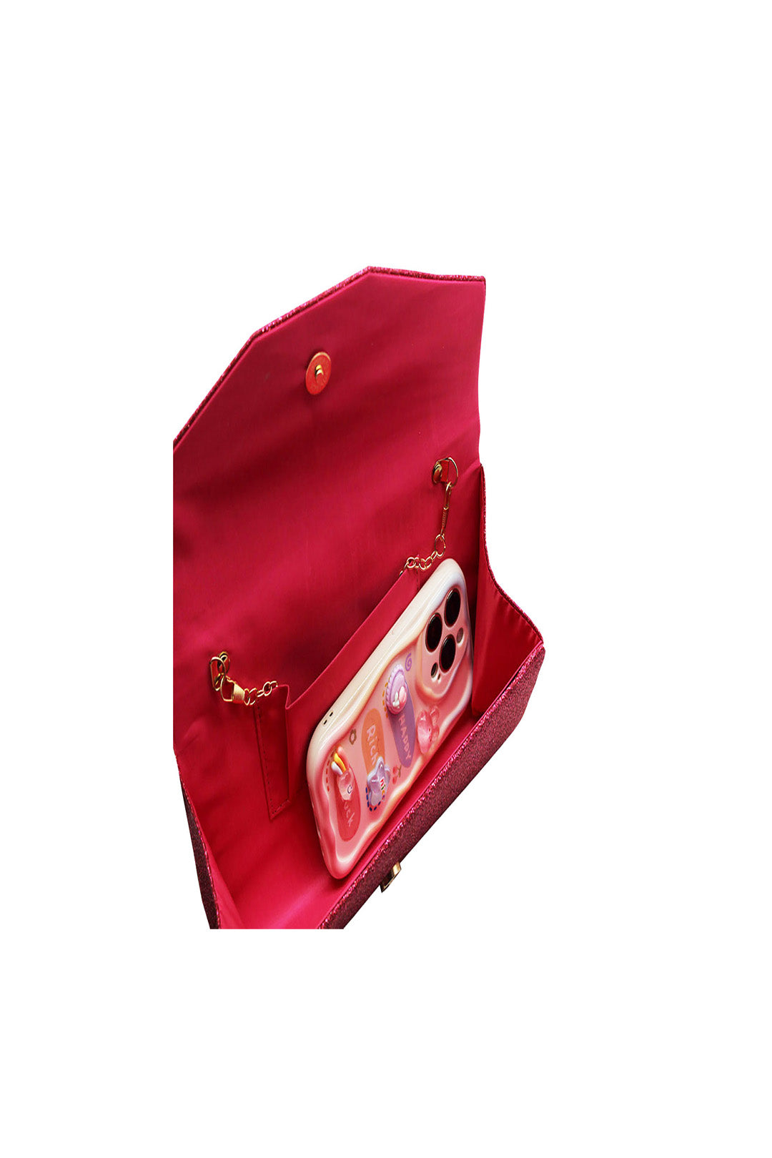 Glitter Envelope Clutch Bag with Gold /Silver Chain Strap