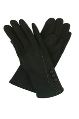 Women’s Touchscreen Faux Suede Gloves with Button Detail