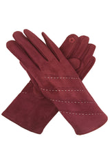 Women’s Touchscreen Faux Suede Gloves with Contrast Stitch Detail