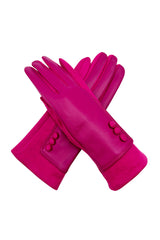 Elegant Button Detail Leather-Look Gloves