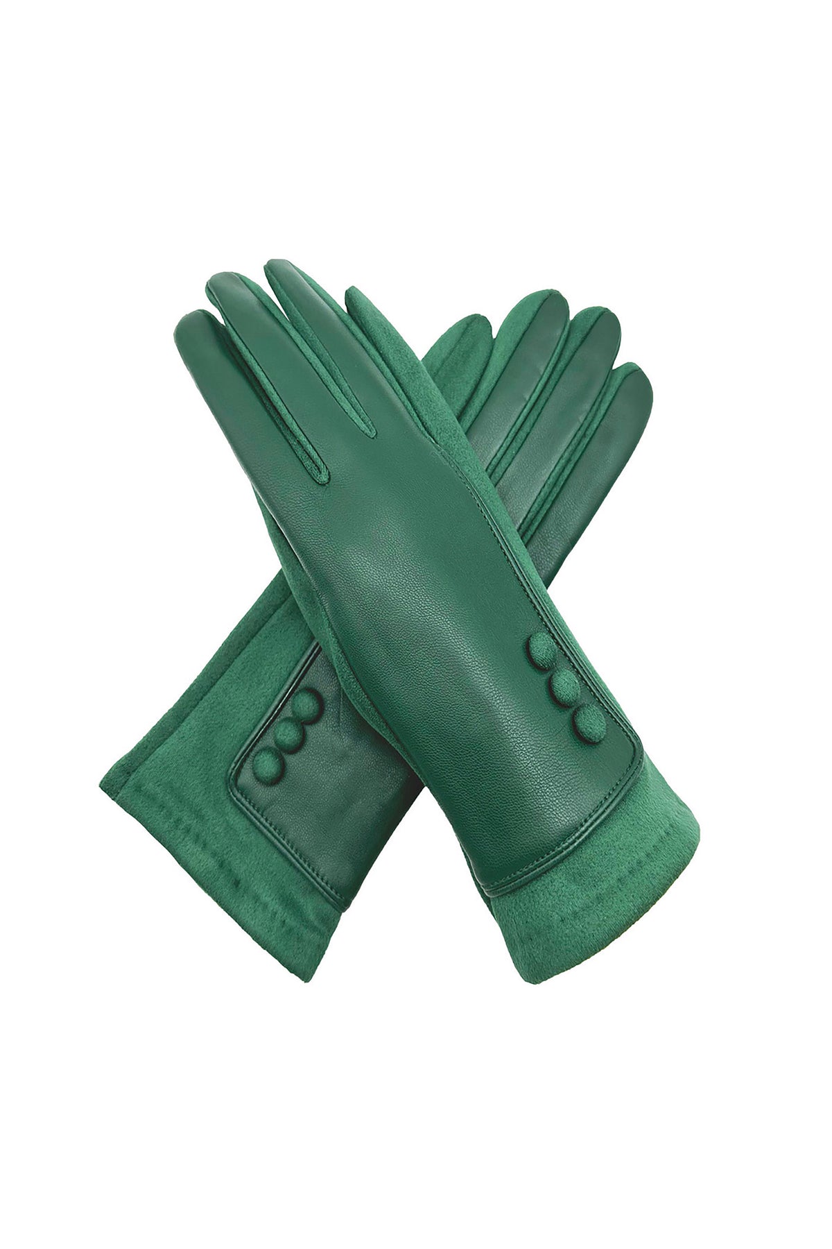 Elegant Button Detail Leather-Look Gloves