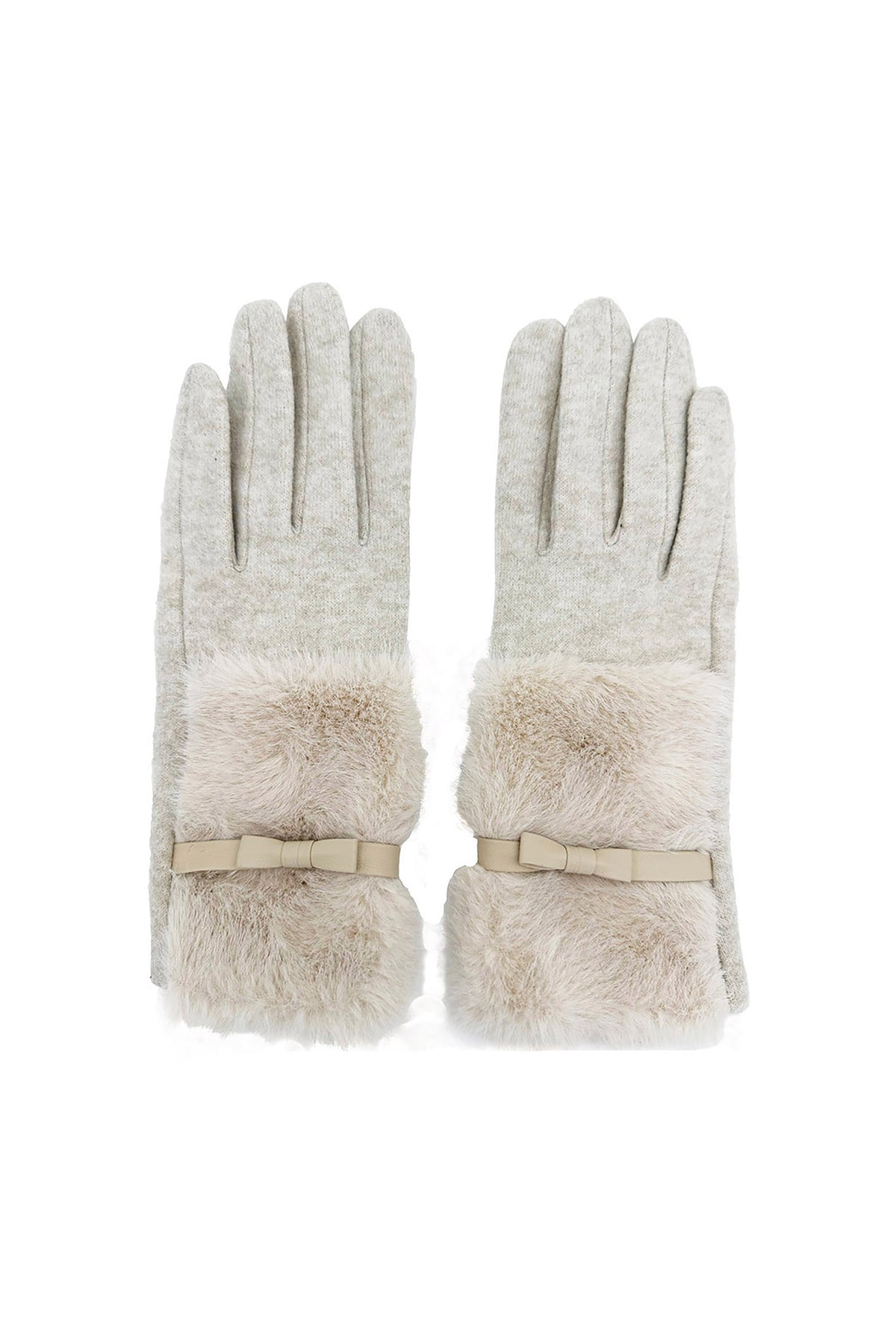 Women's Knitted Fingerless Gloves with Faux Fur Cuffs and Buttons