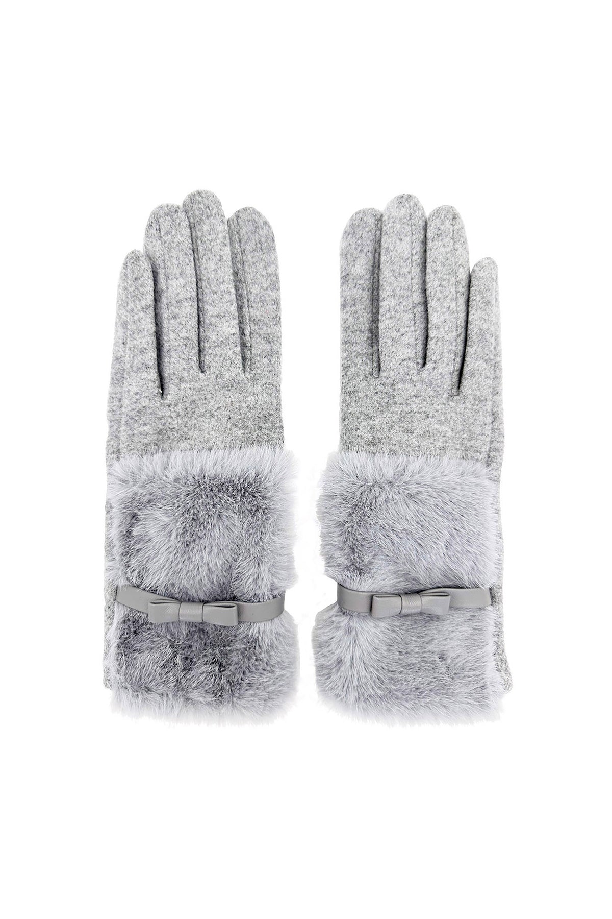Women's Knitted Fingerless Gloves with Faux Fur Cuffs and Buttons
