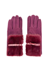 Women's Knitted Fingerless Gloves with Faux Fur Cuffs and Buttons